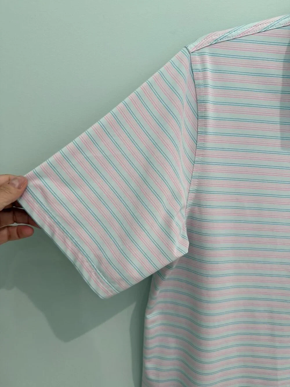 Vineyard Vines Boys XL 18 Performance Polo Shirt Pink Blue Striped Short Sleeve